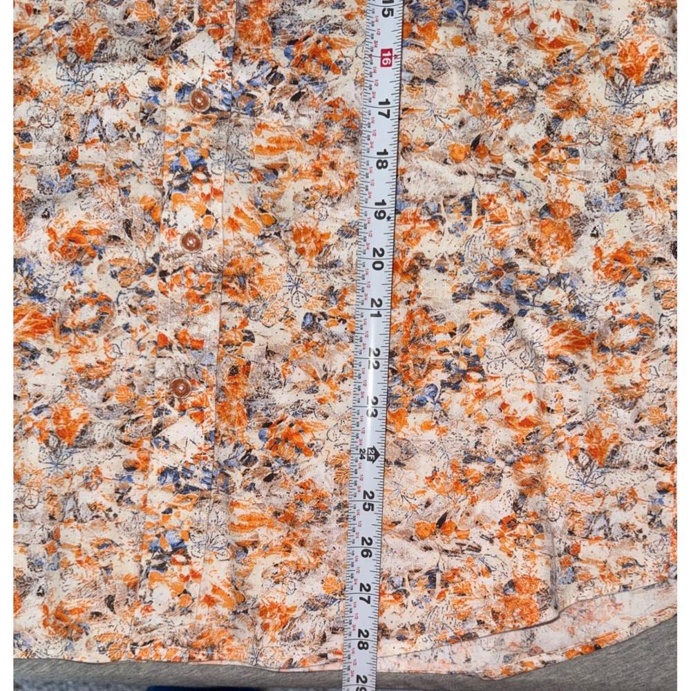 Michael Duru Designer Men Slim Fit Floral Abstract Shirt Orange Blue Sze Medium - Picture 6 of 7
